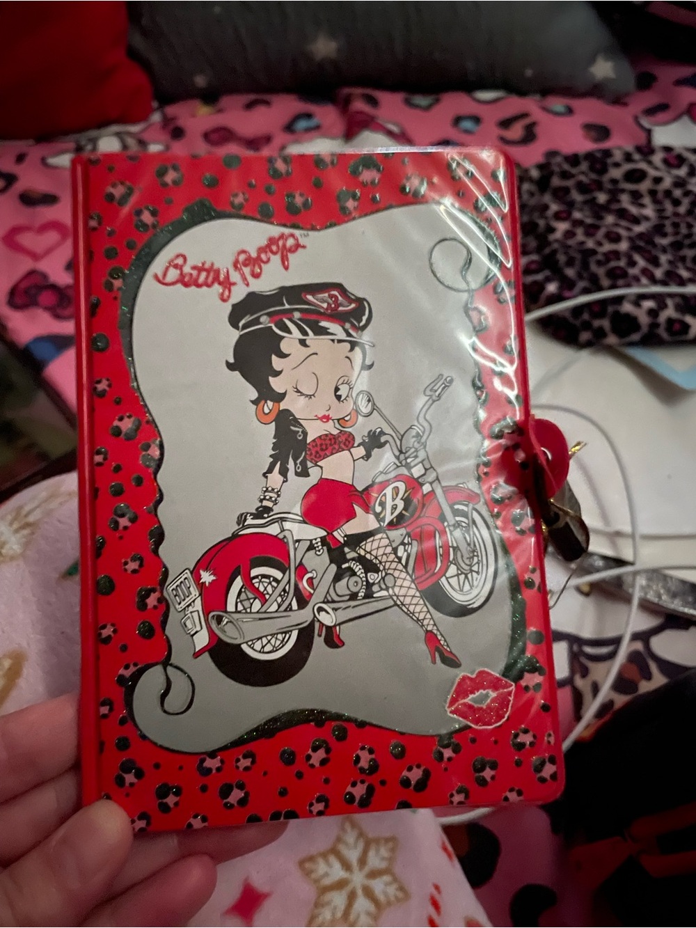 Betty Boop Red and Black Biker Lock Journal